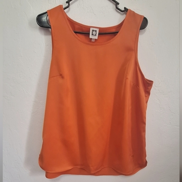Anne Klein Satin Orange Sleeveless Women's Tank Top Size L NWOT - Picture 1 of 5